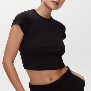 Aritzia TNA Black Ribbed Tee